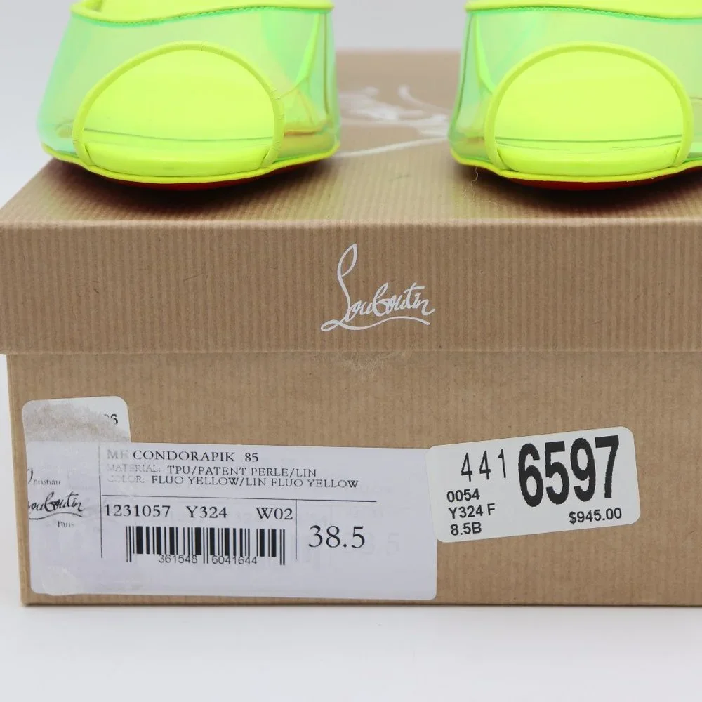 Christian Louboutin Condorapik Yellow Iridescent Spike Mule Sandals - Picture 13 of 13